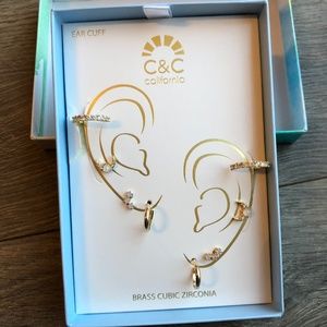 C&C CALIFORNIA GOLD CUFF STUD EAR CUFF 4 PAIR EARRING SET NIB